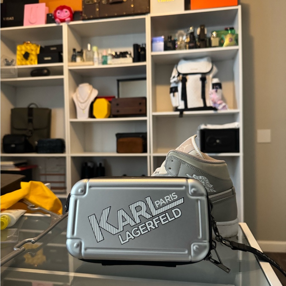 Karl Lagerfeld Metallic Silver Box Bag